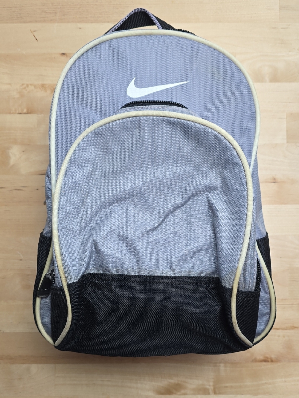 Vintage Nike Light Gray and Black Small Backpack with White Swoosh